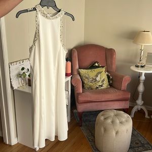 Adrianna Papell Pearl Beaded White Dress